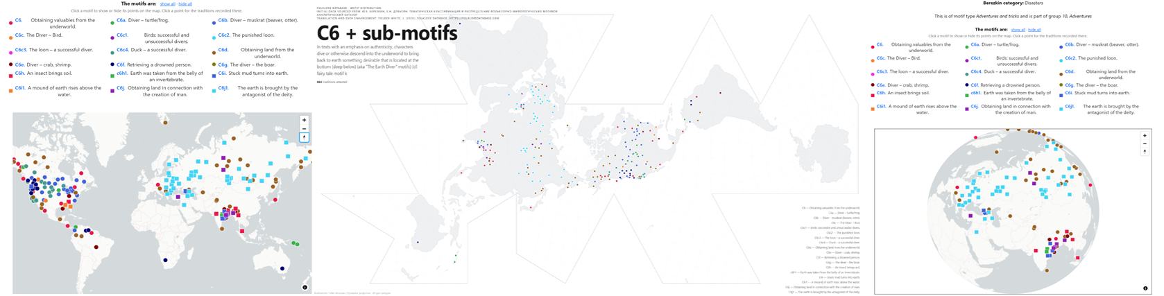 Illustrative distribution maps generated from Folklore Database searches